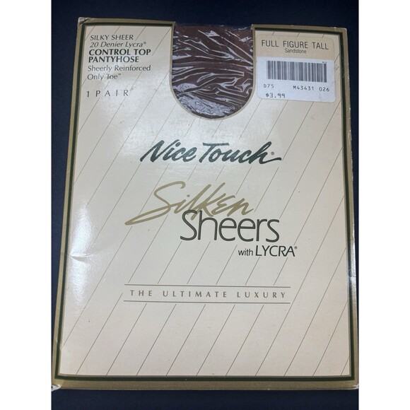 Nice Touch Silken Sheers 20 Denier Lycra Size Tall Sandstone Sears Control Top - Picture 1 of 4